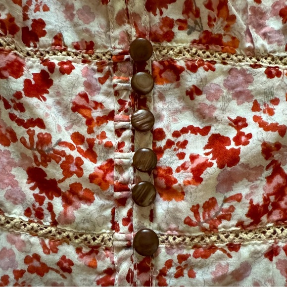 Moulinette Soeurs Anthropologie Peplum Floral Blouse, Size 4 - Picture 5 of 10